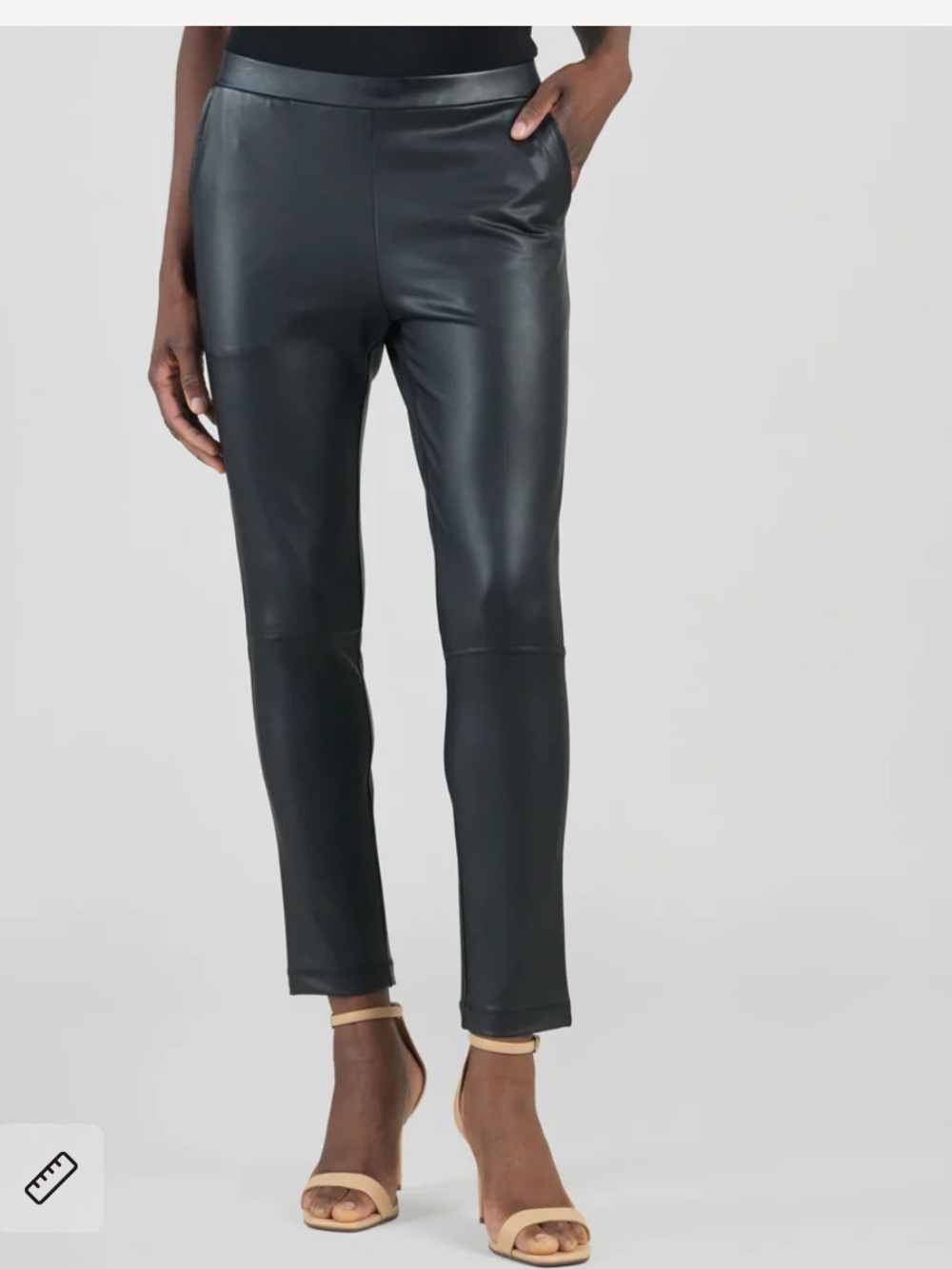 CLARA SUNWOO Black Faux Leather Leggings Liquid Leather  Skinny Pocket Pant